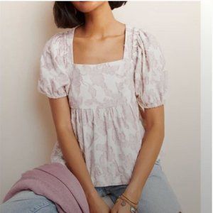 Anthropologie Floral Brocade Babydoll Top